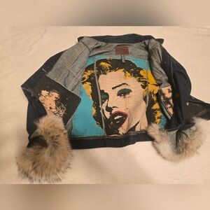 LRL LAUREN JEANS CO JACKET CUSTOM DESIGN WITH REAL COYOTE CUFFS ! sz XL/TG